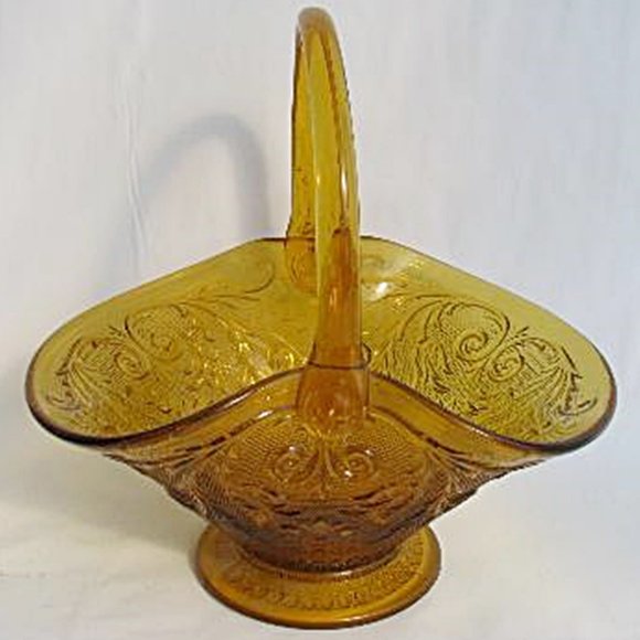 Indiana Glass Other - Vintage Tiara Amber Glass Flower/Fruit Basket/Bowl